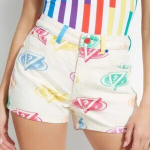 GUESS x J Balvin Colores Collection Womens‎ 25 High-Waisted Mom Shorts Rainbow